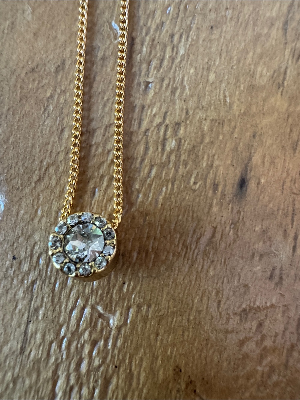 Brighton Gold Crystal Halo Pendant Necklace NWT 16” +2”